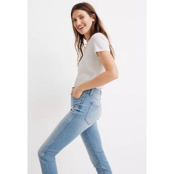 Madewell 10” High Rise Skinny Crop Jeans Light Wash Size 26 Stretch Blue Denim - Picture 10 of 10